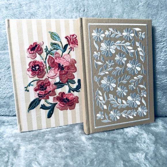 Lady Jayne Embroidered Hardcover Journals Set of 2 – 192 Pages – Floral Fabric - Picture 2 of 12
